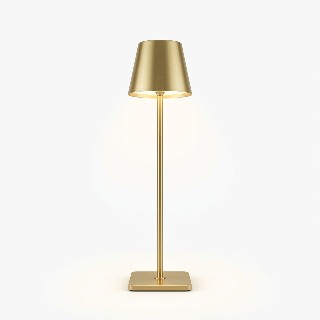 Cordless Aluminum Table Lamp, Set of Two, switched on against a plain studio background
