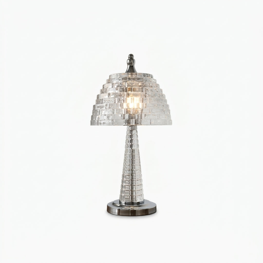 Crystal Glass Table Lamp, switched on against a plain studio background