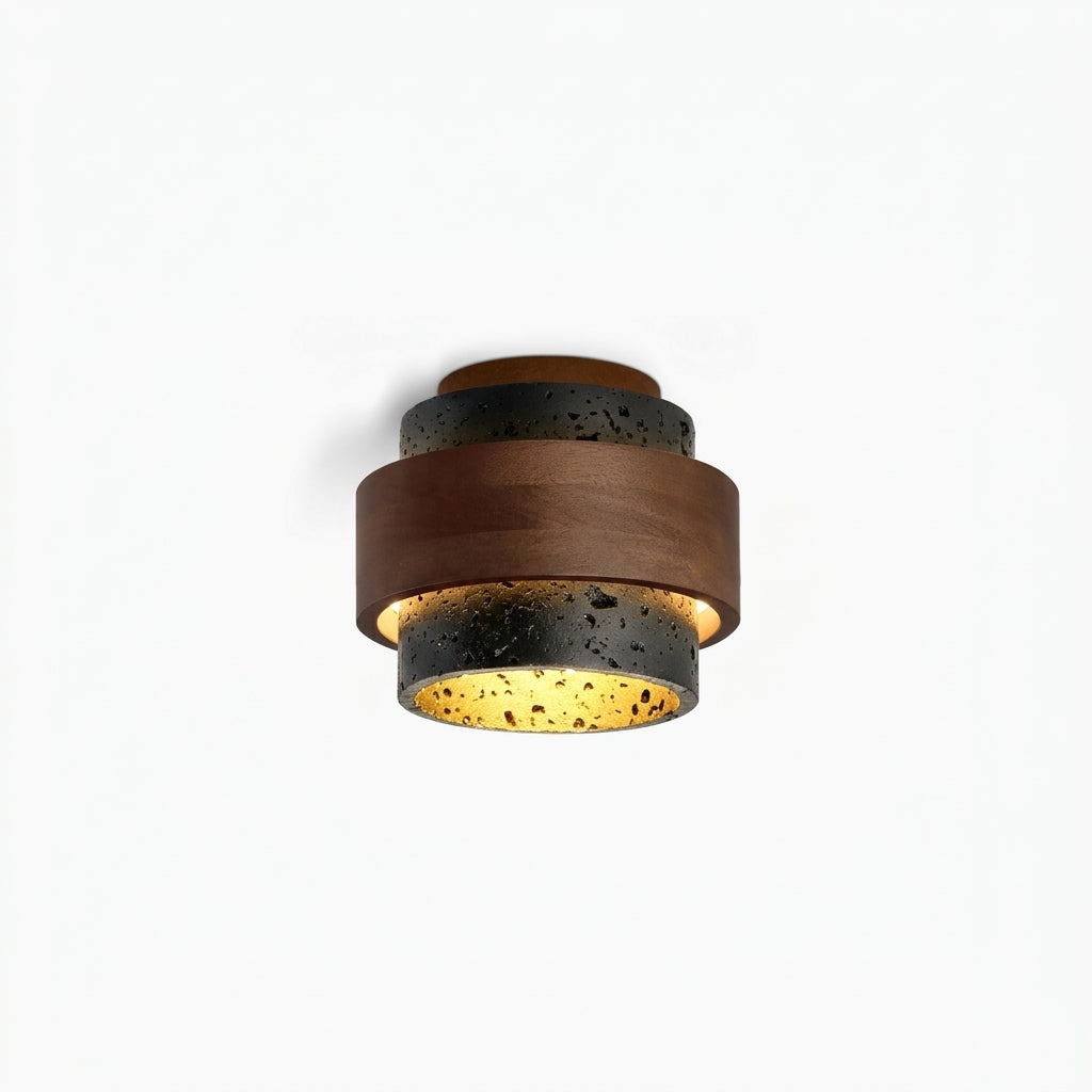Travertine Ceiling Light, switched on against a plain studio background