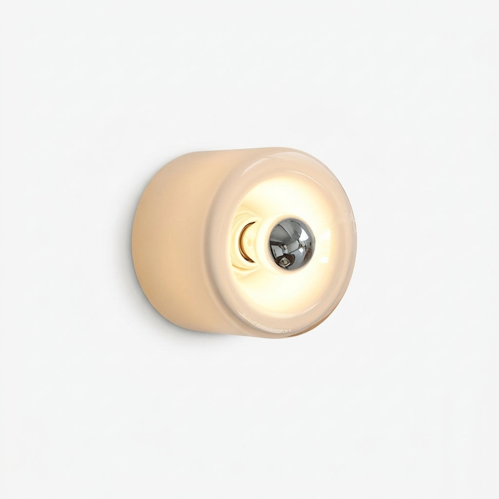 Round Glass Wall Sconce, switched on against a plain studio background