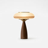Walnut and Amber Glass Cordless Lamp