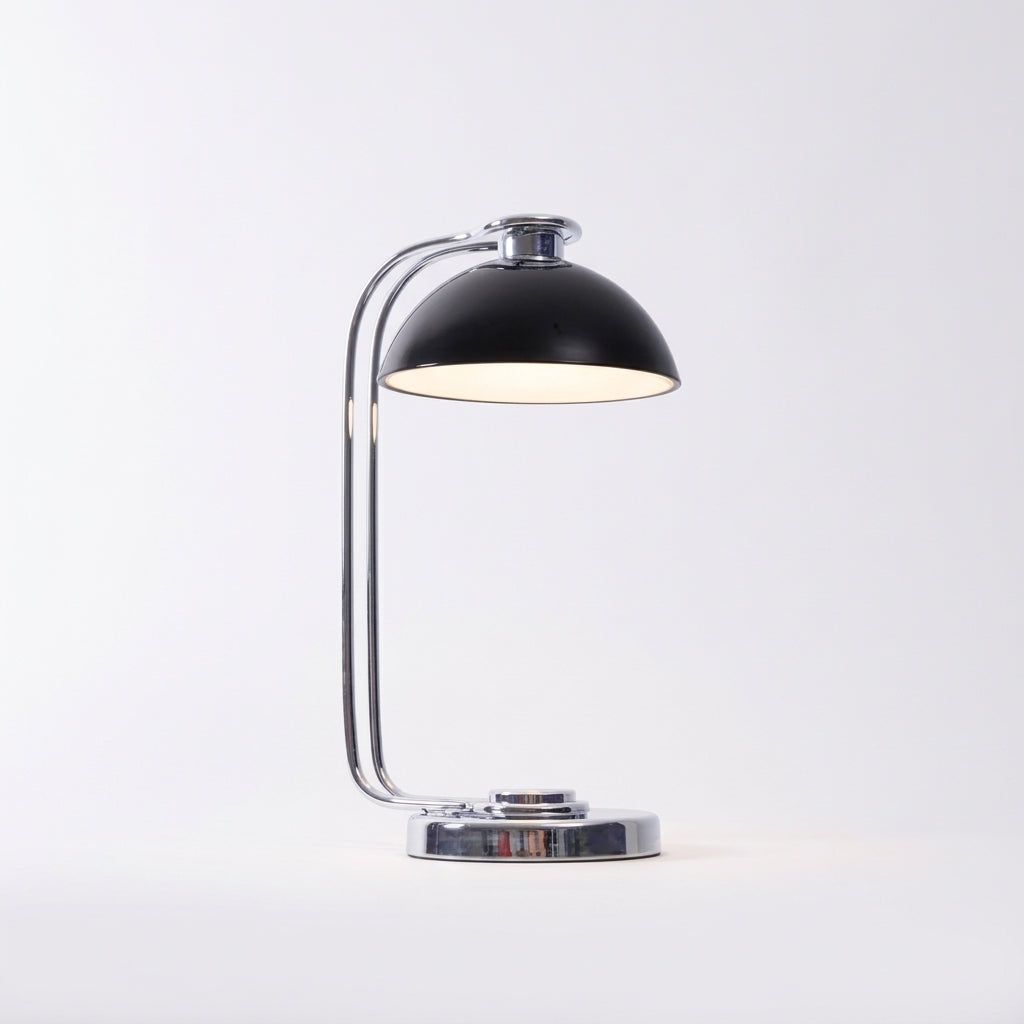 Chrome Dome Cordless Table Lamp, switched on against a plain studio background