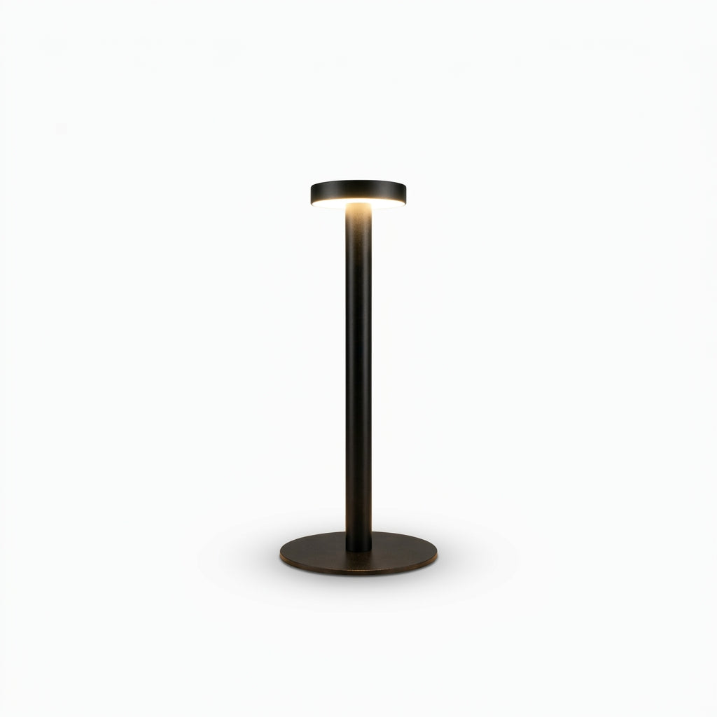 Sand-Finish Aluminum Cordless Lamp, switched on against a plain studio background