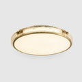 Brass and Crystal Ceiling Light, switched on against a plain studio background