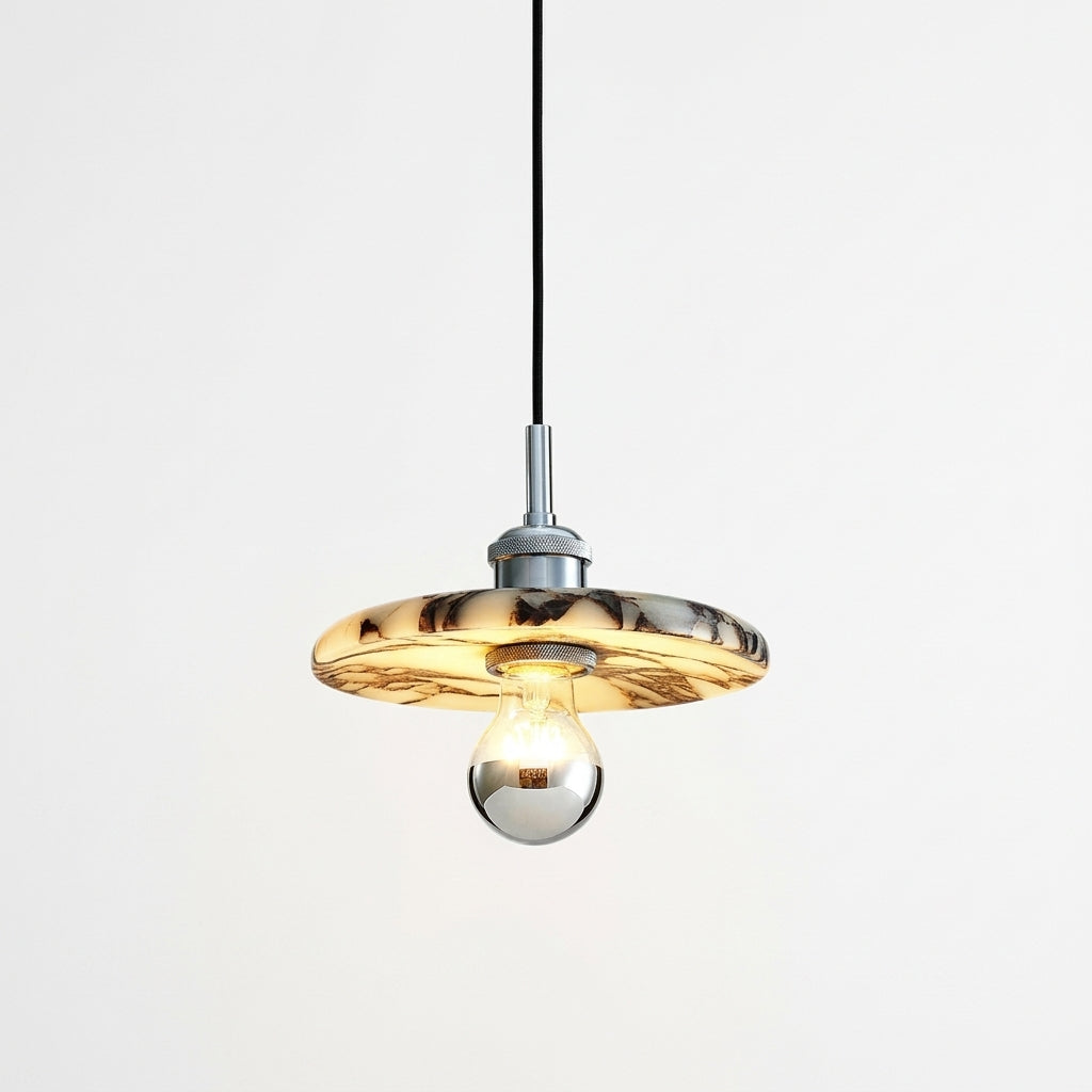 Marble Cylinder Pendant Light, switched on against a plain studio background