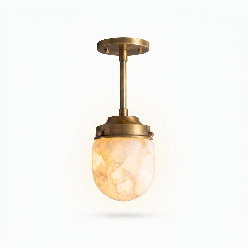 Alabaster Semi-Flush Ceiling Light, switched on against a plain studio background