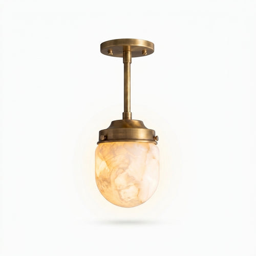 Alabaster Semi-Flush Ceiling Light, switched on against a plain studio background