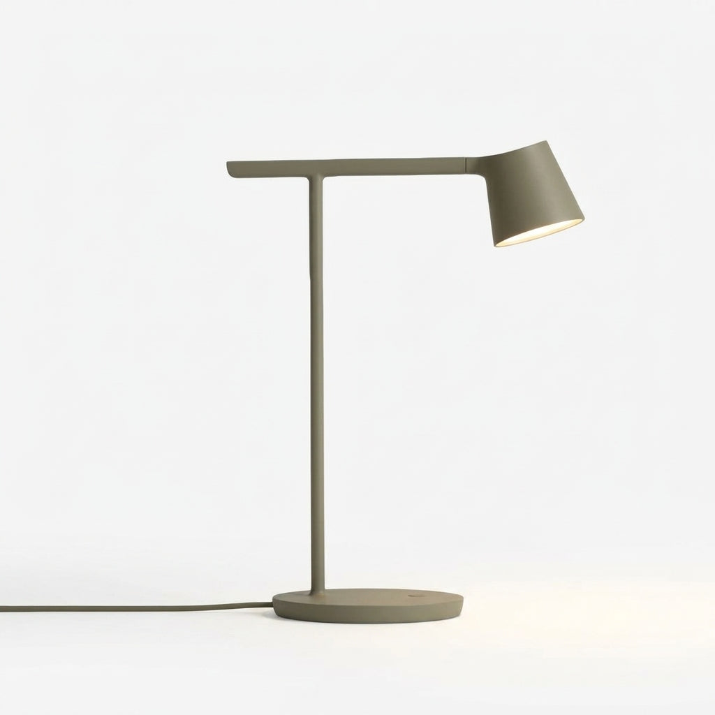 Adjustable Opal Diffuser Desk Lamp, switched on against a plain studio background