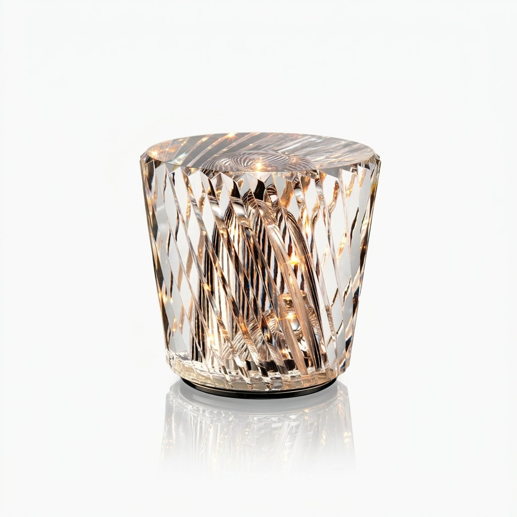 Crystal Cordless Accent Lamp, switched on against a plain studio background