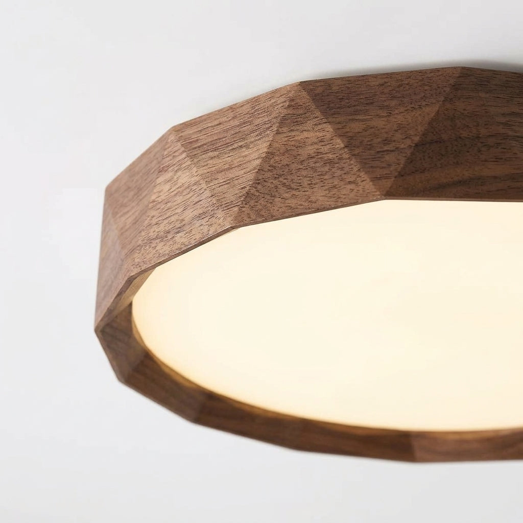 Close detail of the metal, acrylic on the Wood-Grain Ceiling Light