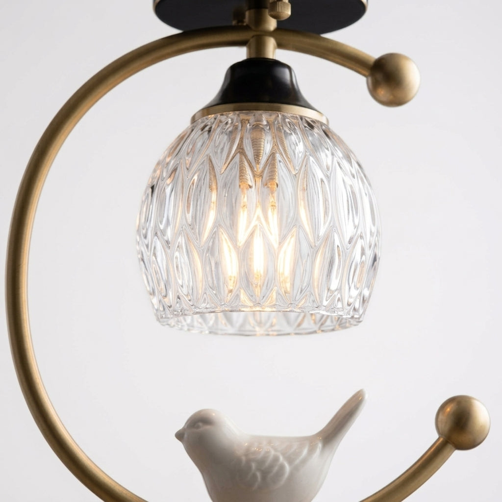 Close detail of the ceramic, brass on the Ceramic and Brass Ceiling Lamp