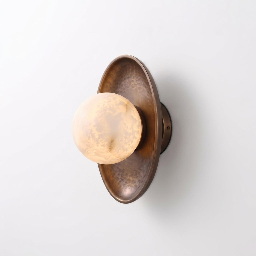 Hammered Metal and Alabaster Sconce – detail