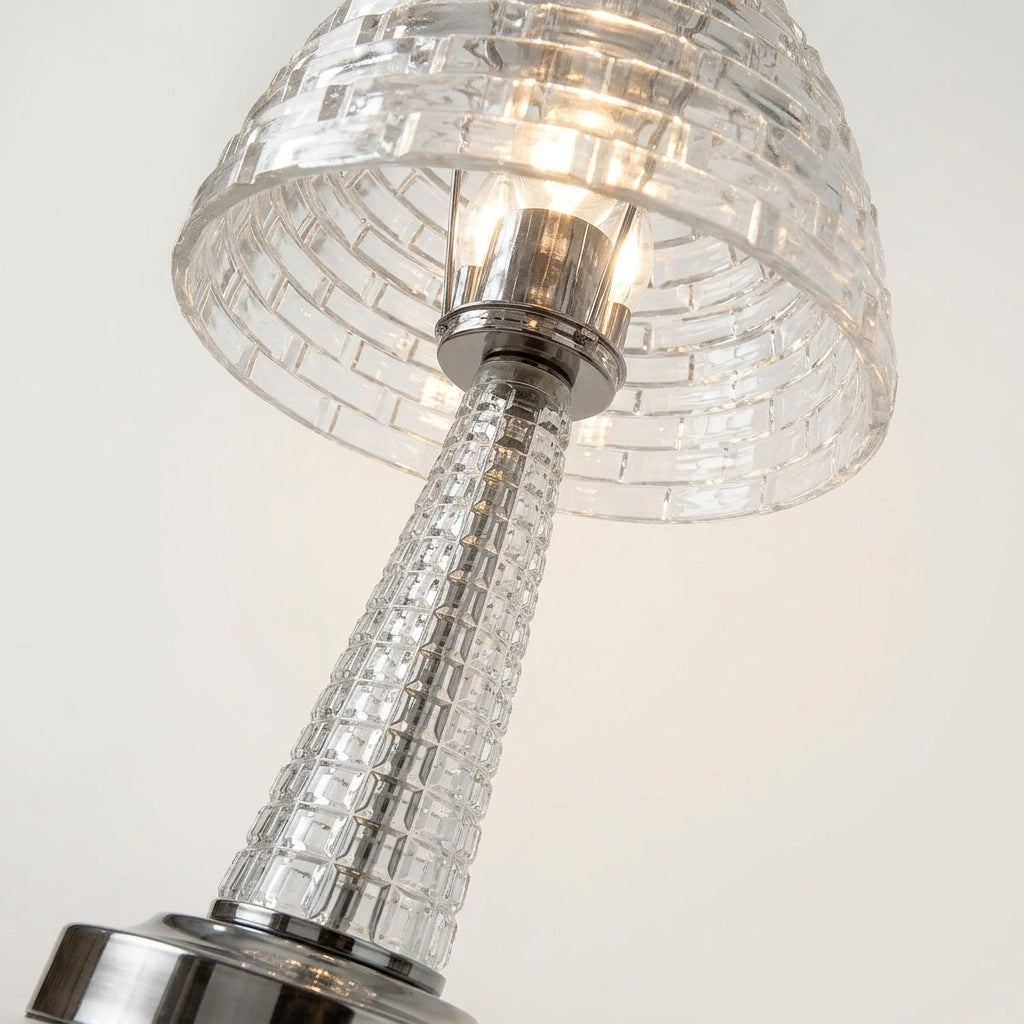 Close detail of the iron, glass on the Crystal Glass Table Lamp