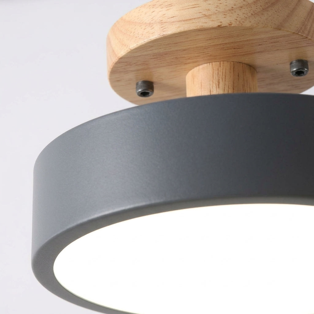 Close detail of the wood, acrylic, metal on the Wood and Acrylic Ceiling Light