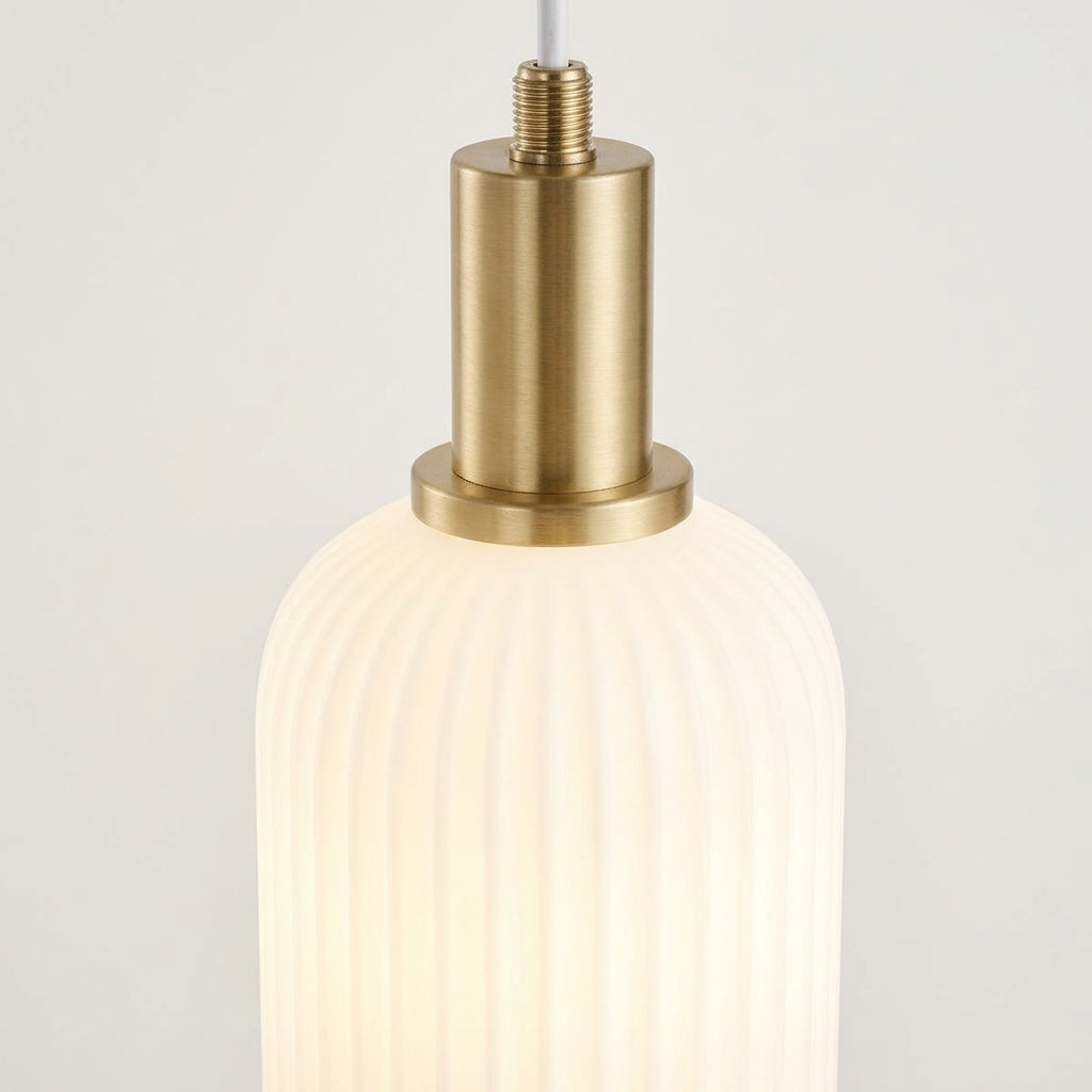 Close detail of the metal, glass on the Bubble Glass Pendant Light