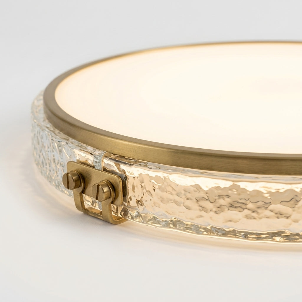 Close detail of the solid brass, crystal on the Brass and Crystal Ceiling Light