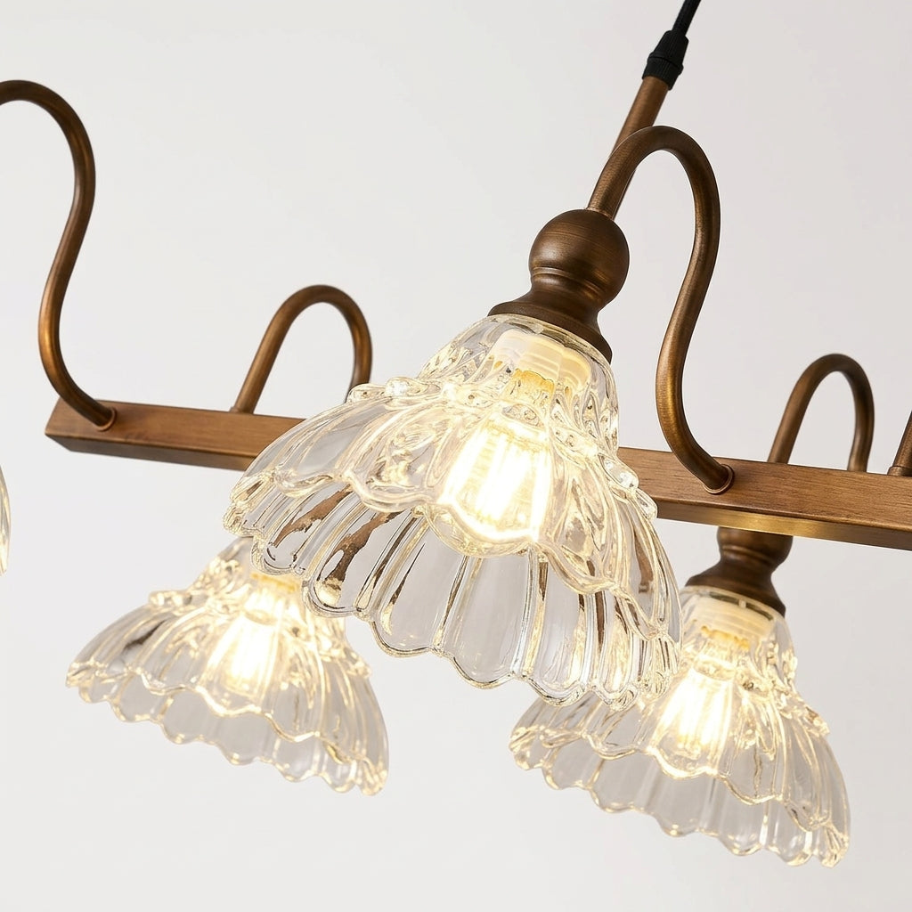 Linear Six-Light Glass Pendant – detail
