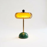 Amber Glass Tiered Cordless Lamp – detail