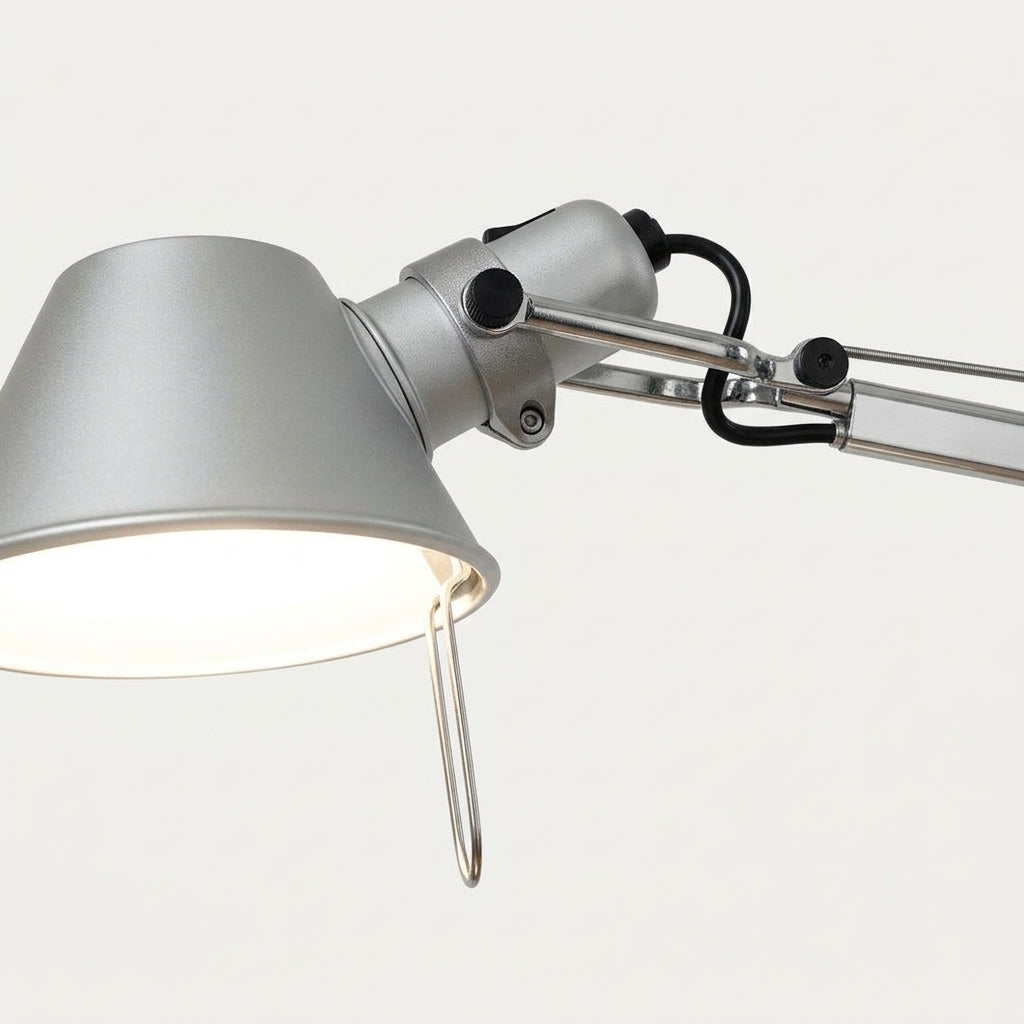Close detail of the aluminum on the Articulated Aluminum Desk Lamp