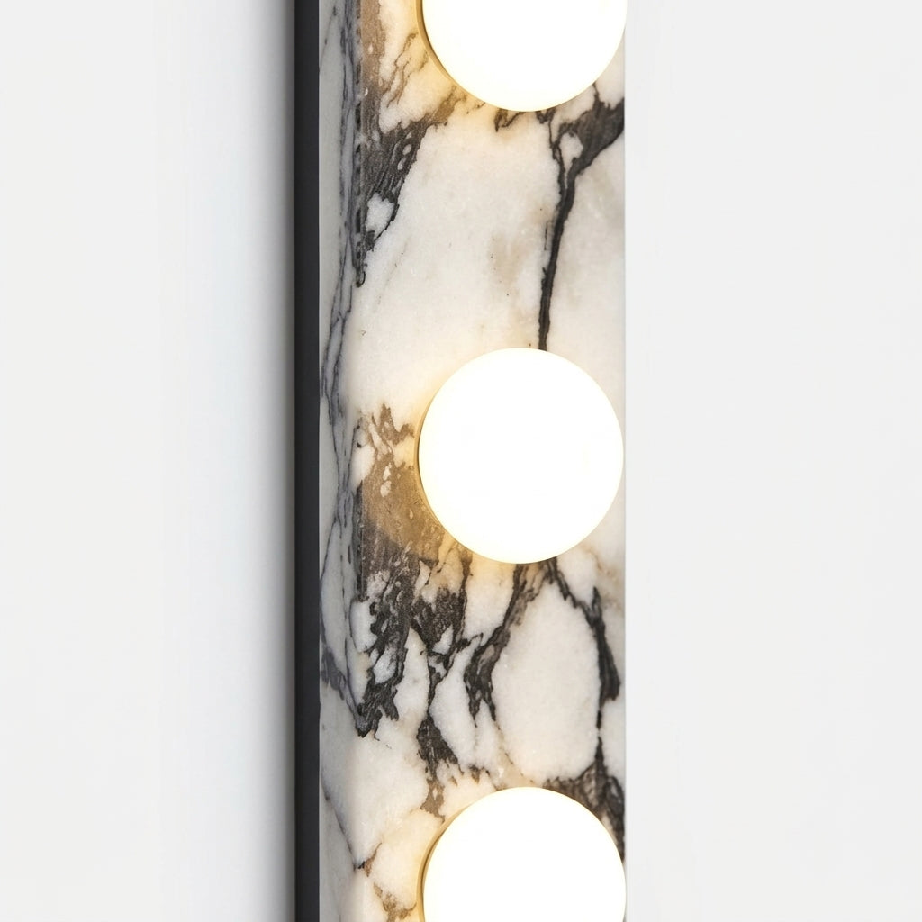 Close detail of the italian marble, opal glass on the Marble and Opal Glass Wall Light