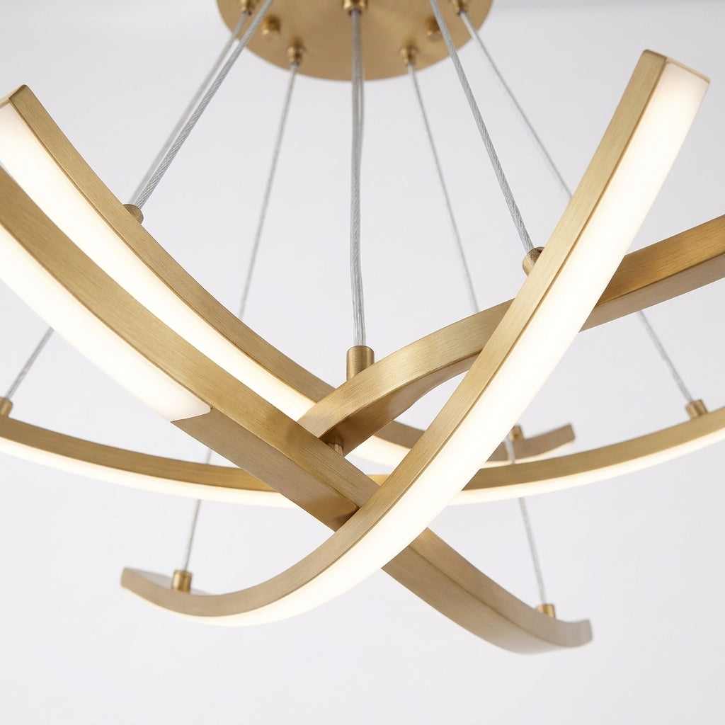 Brass Linear Bar Chandelier – detail