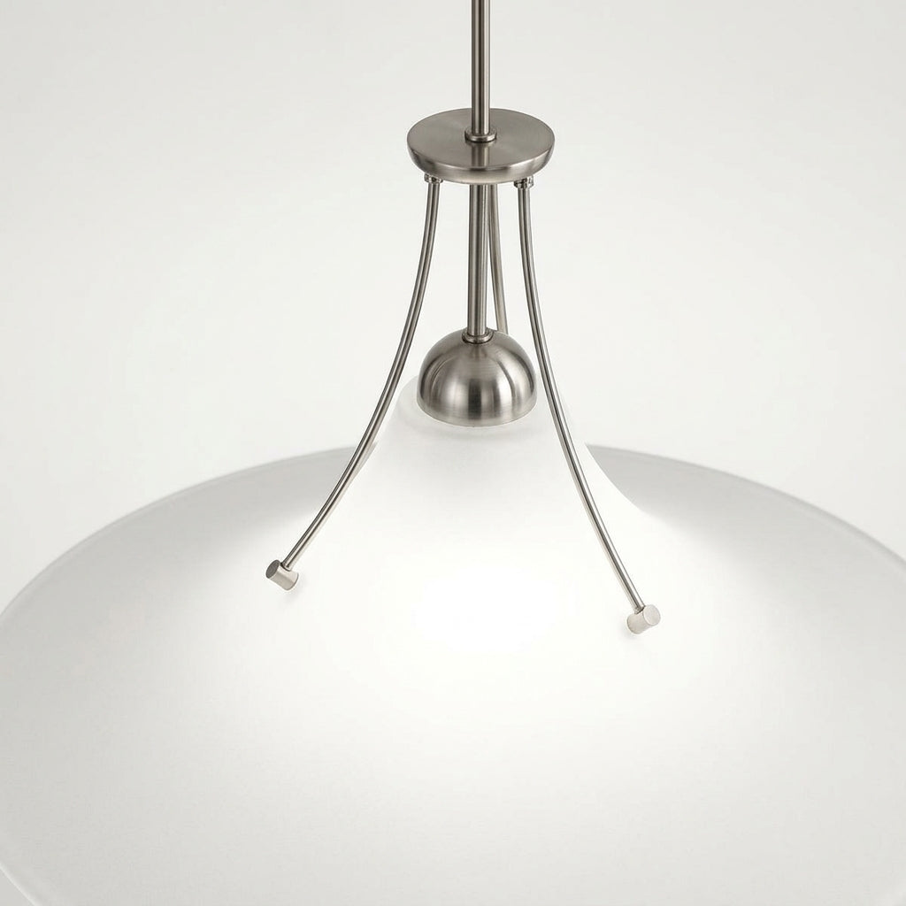 Close detail of the metal, frosted glass on the Minimalist Frosted Glass Pendant Light