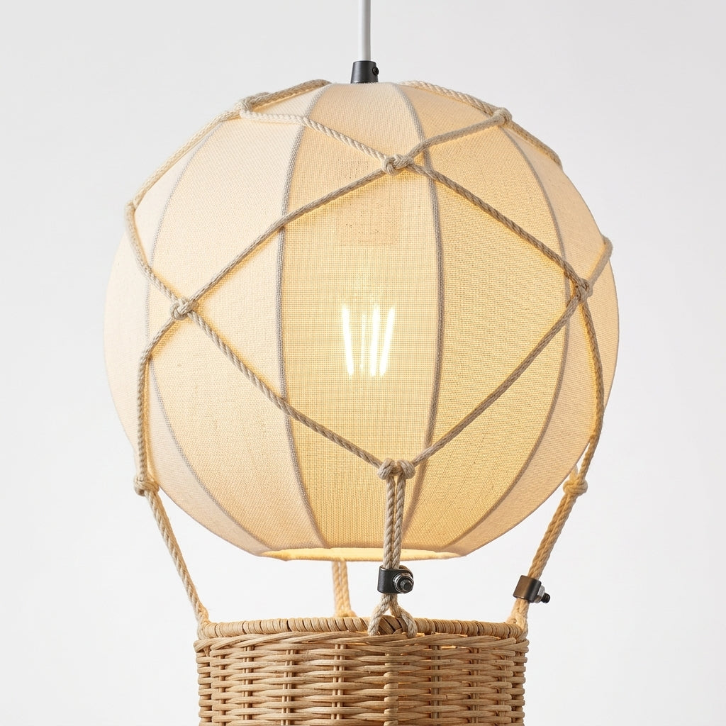 Rattan and Fabric Pendant – detail
