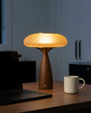 Walnut and Amber Glass Cordless Lamp – desk