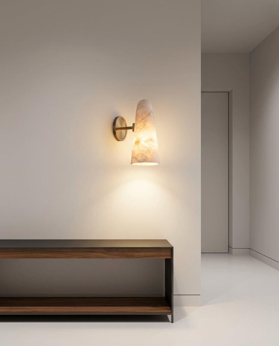 Alabaster Cylinder Wall Sconce – hallway