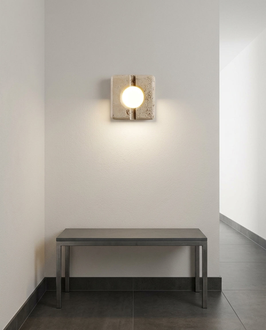 Travertine Block Wall Lamp – hallway