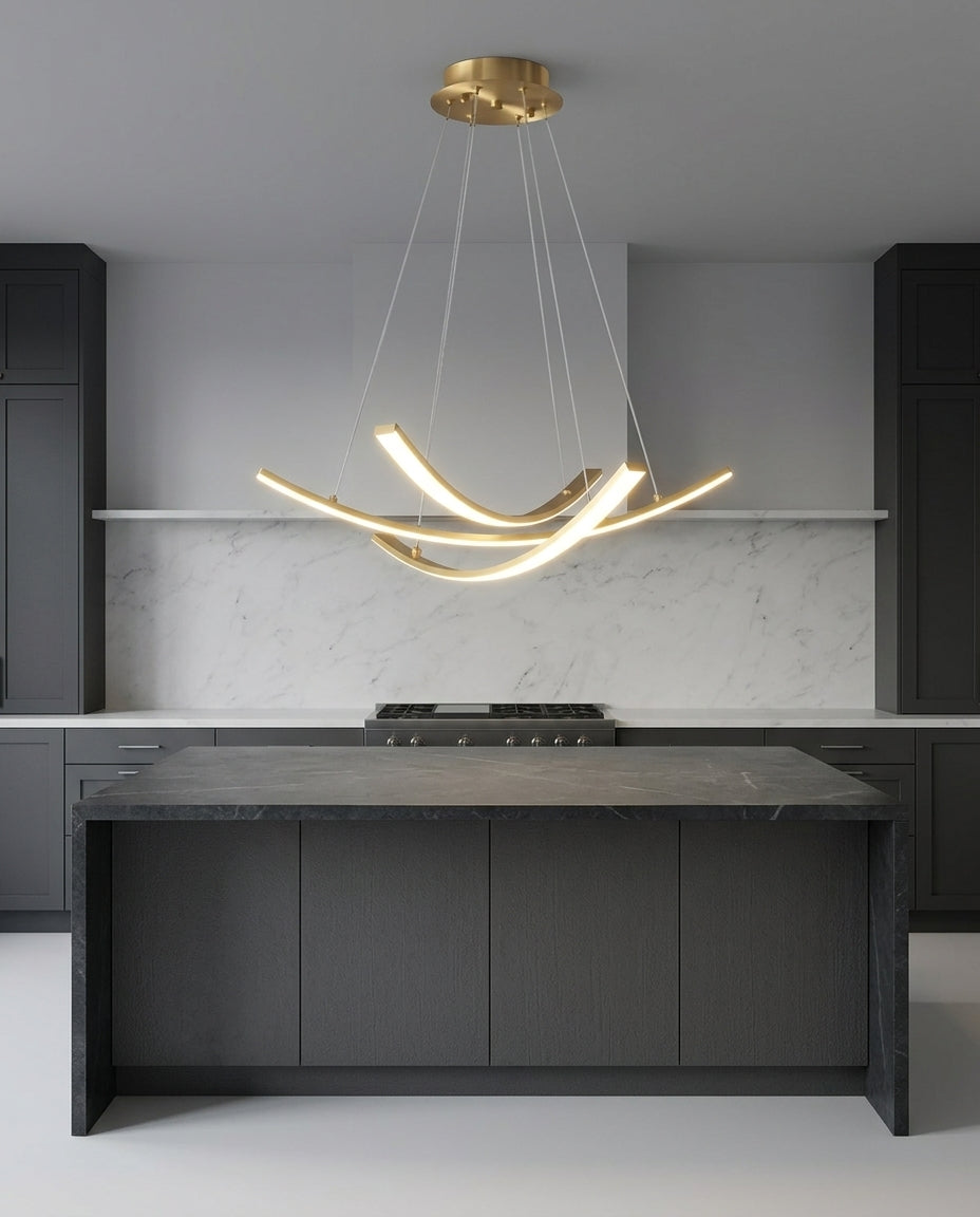 Brass Linear Bar Chandelier – island