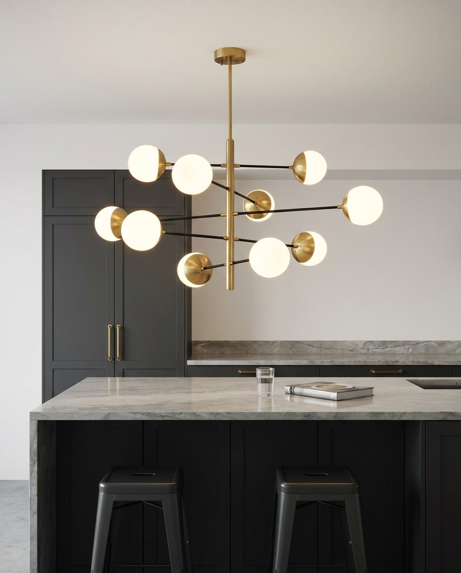 Multi-Globe Gold Chandelier – island