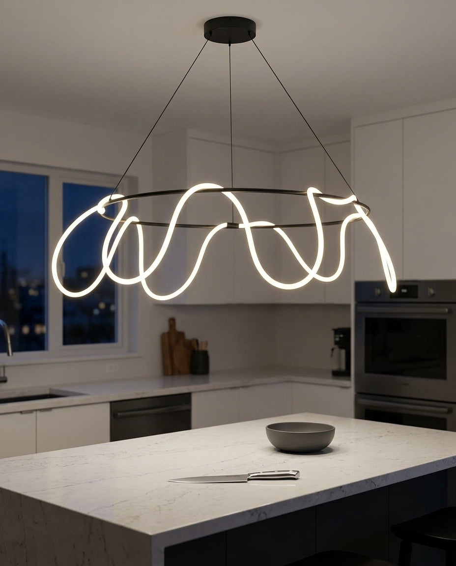 Rope-Wrapped Ring Chandelier – island