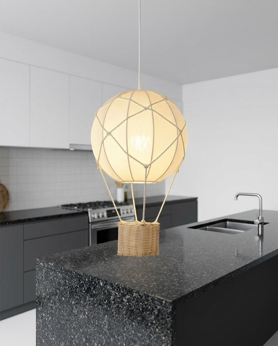 Rattan and Fabric Pendant – island