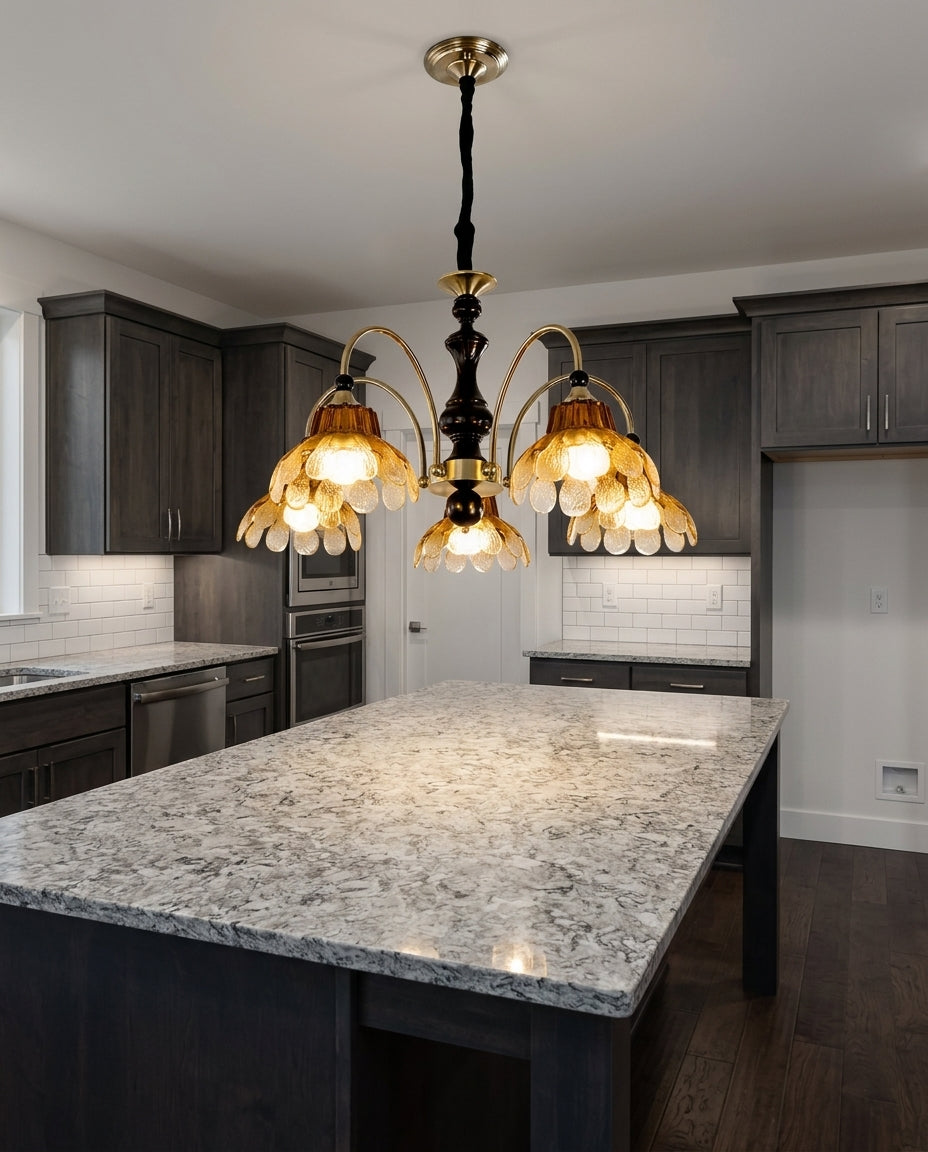 Amber Globe Cluster Chandelier – island
