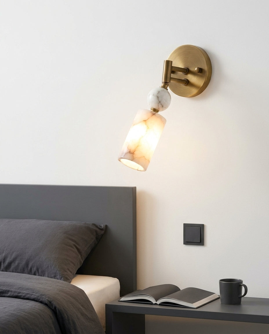 Marble and Brass Wall Lamp – bedside-wall