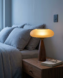 Walnut and Amber Glass Cordless Lamp – bedside