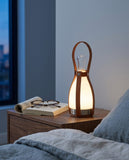 Leather and Glass Portable Lamp – bedside
