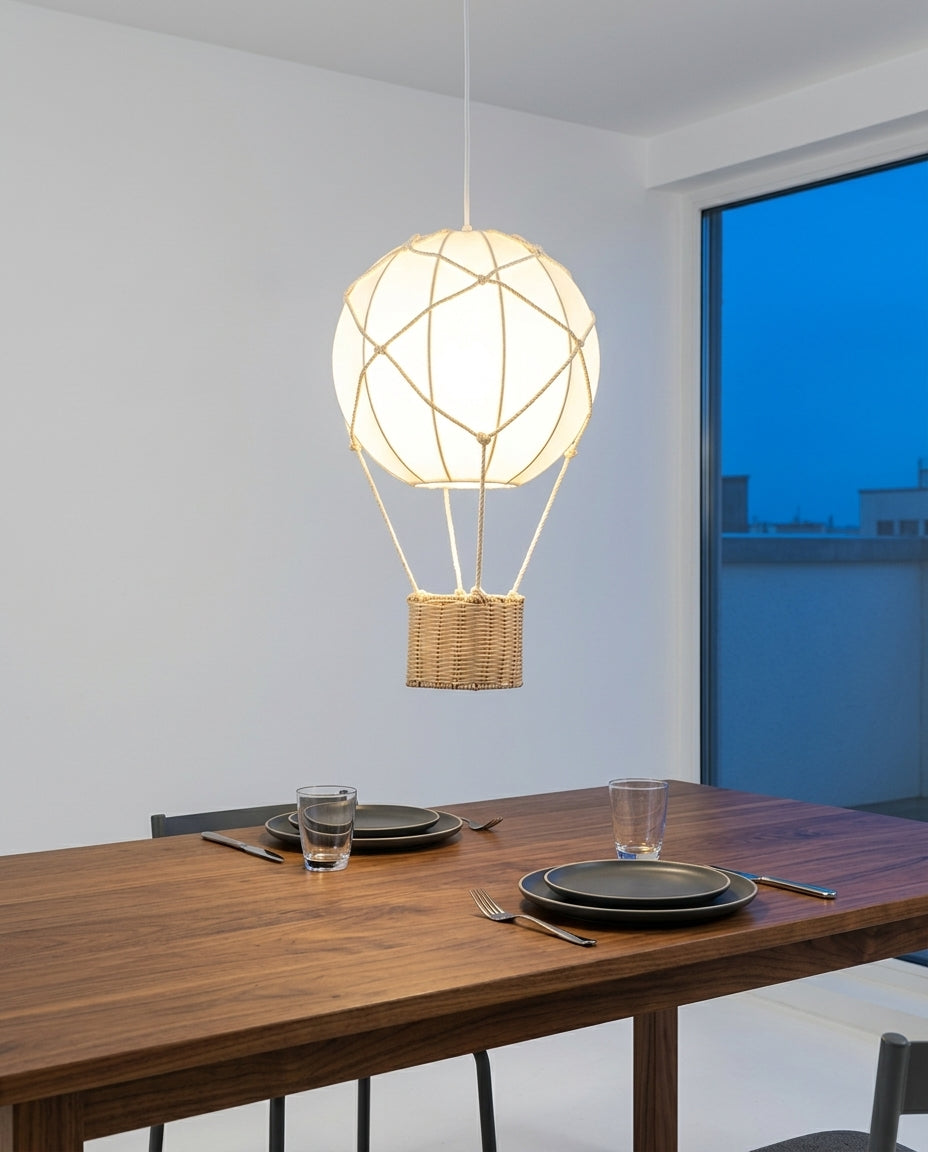 Rattan and Fabric Pendant – dining