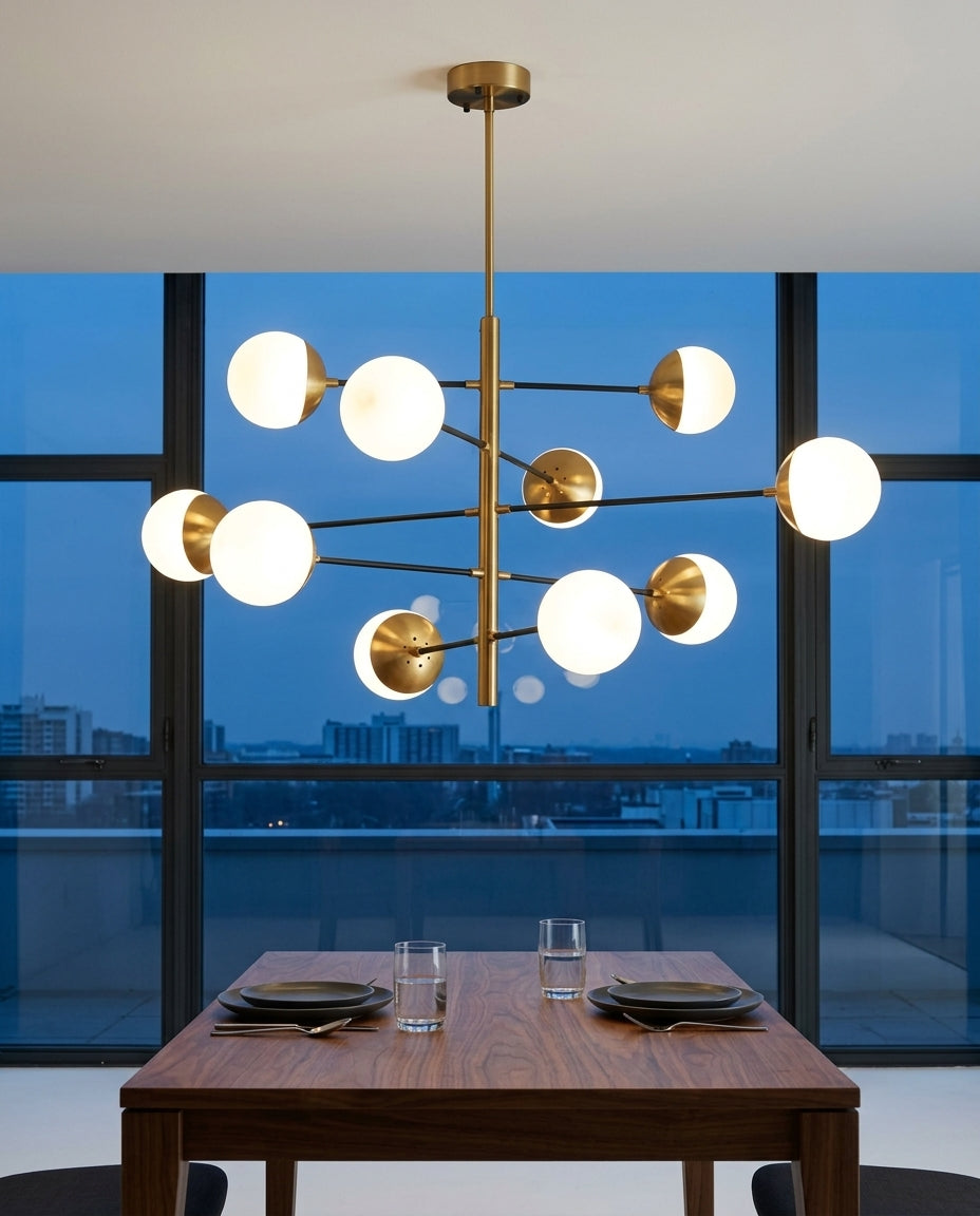 Multi-Globe Gold Chandelier – dining