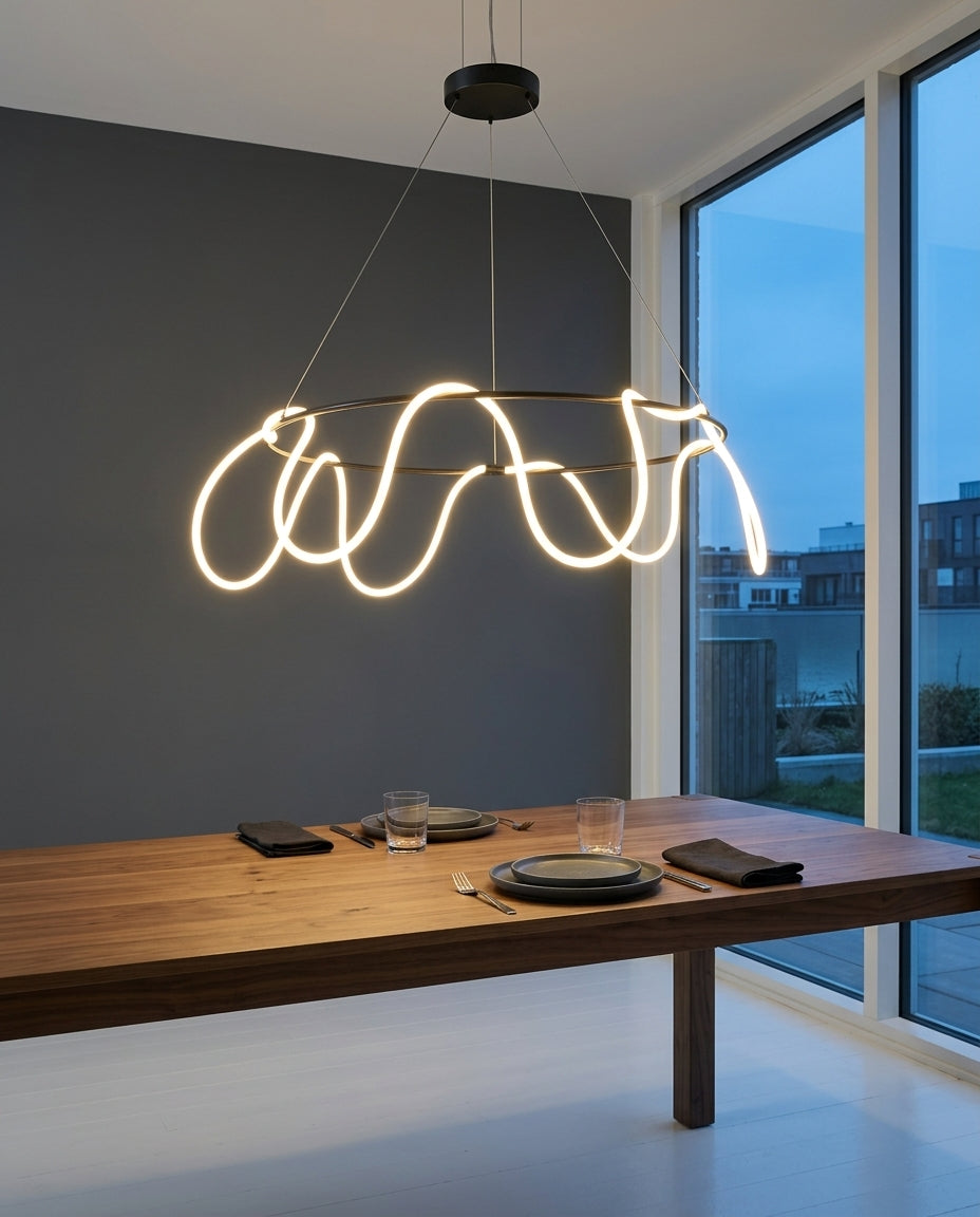 Rope-Wrapped Ring Chandelier – dining