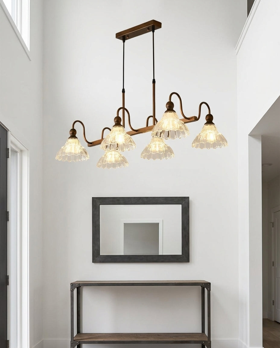 Linear Six-Light Glass Pendant – entry