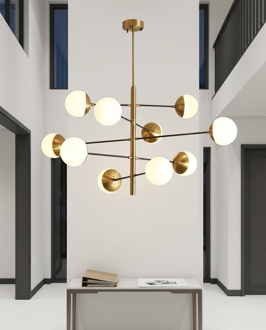 Multi-Globe Gold Chandelier – entry