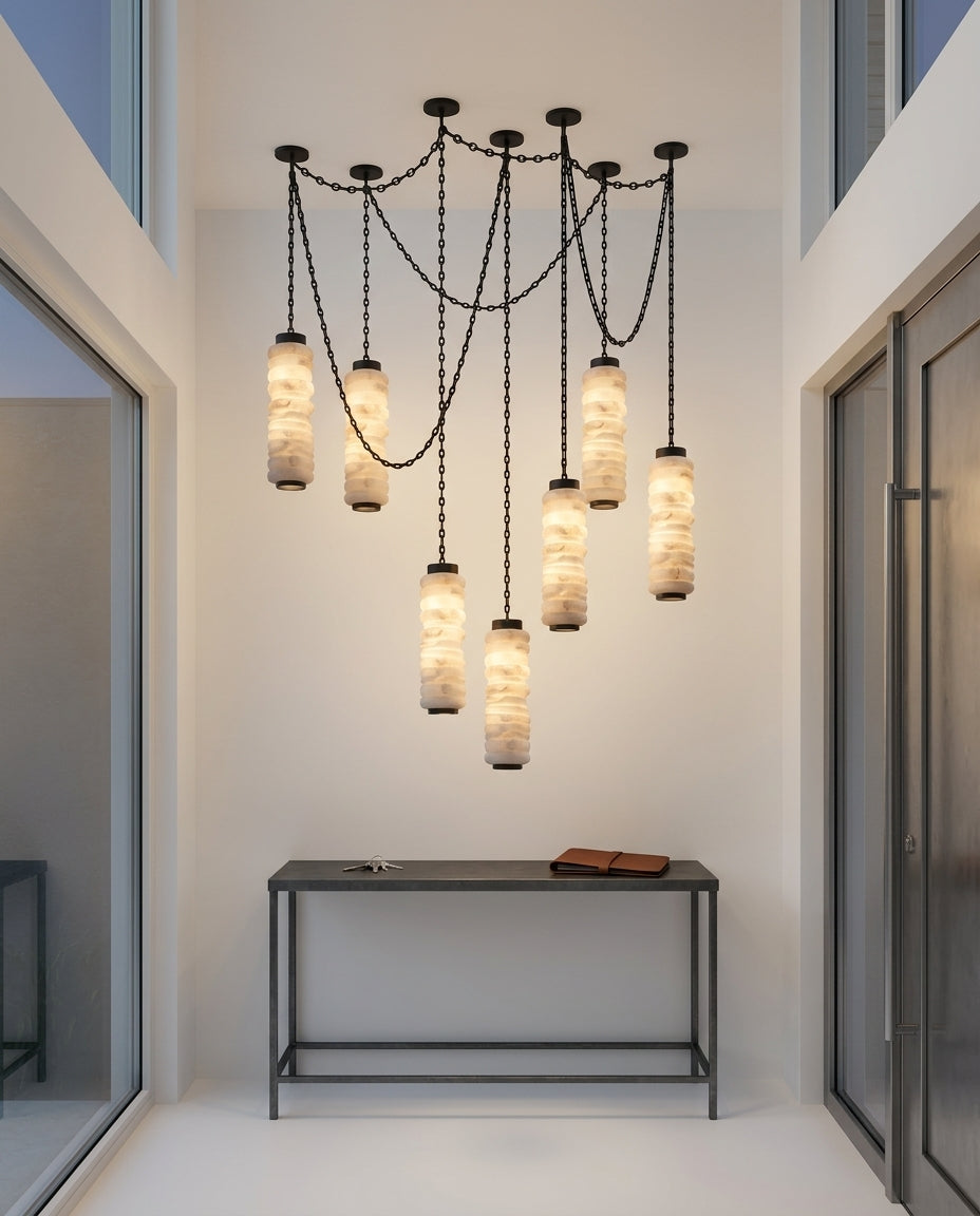 Alabaster Chain Chandelier – entry