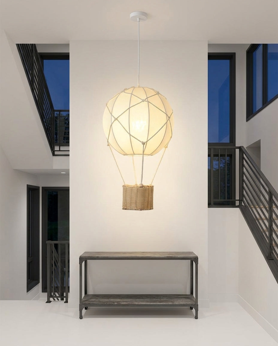 Rattan and Fabric Pendant – entry
