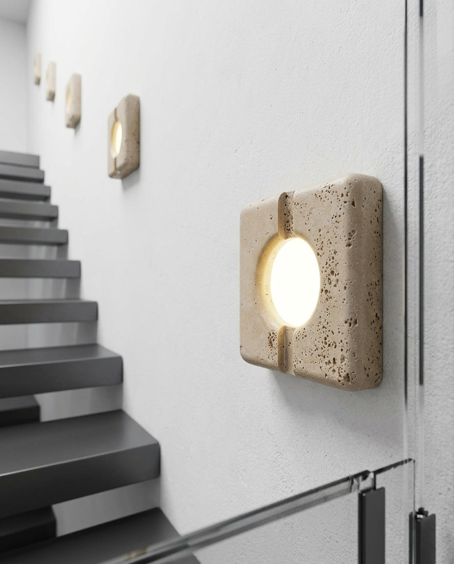 Travertine Block Wall Lamp – stair