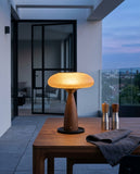 Walnut and Amber Glass Cordless Lamp – terrace