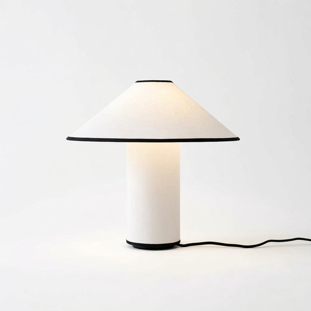 Fabric Drum Table Lamp – Black & White