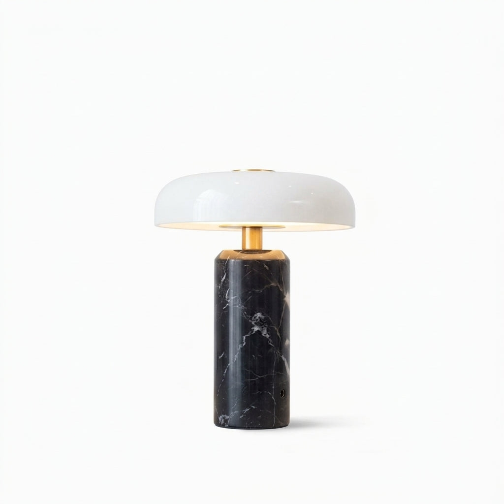 Marble and Glass Portable Lamp – Black
