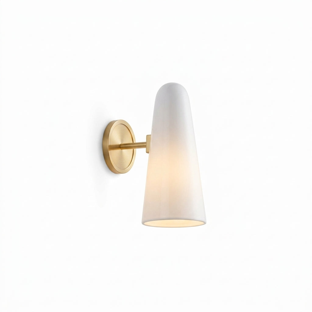 Alabaster Cylinder Wall Sconce – Brass & White
